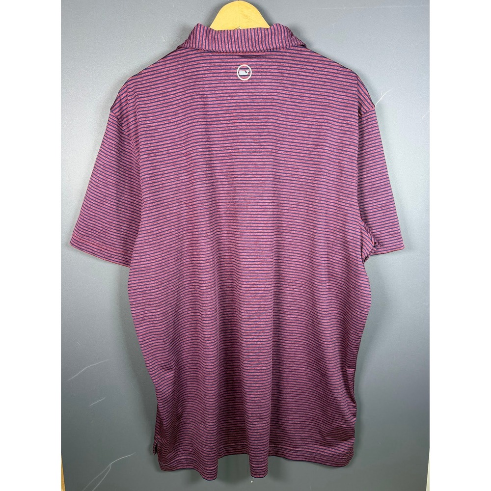 Vineyard Vines Performance Polo Shirt Mens XL Maroon Blue Striped Short Sleeve - Picture 5 of 6